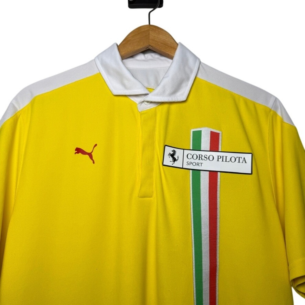 Ferrari Puma Corso Pilota Polo Shirt Mens XL Yellow Italy Racing Golf Sport - Picture 3 of 15